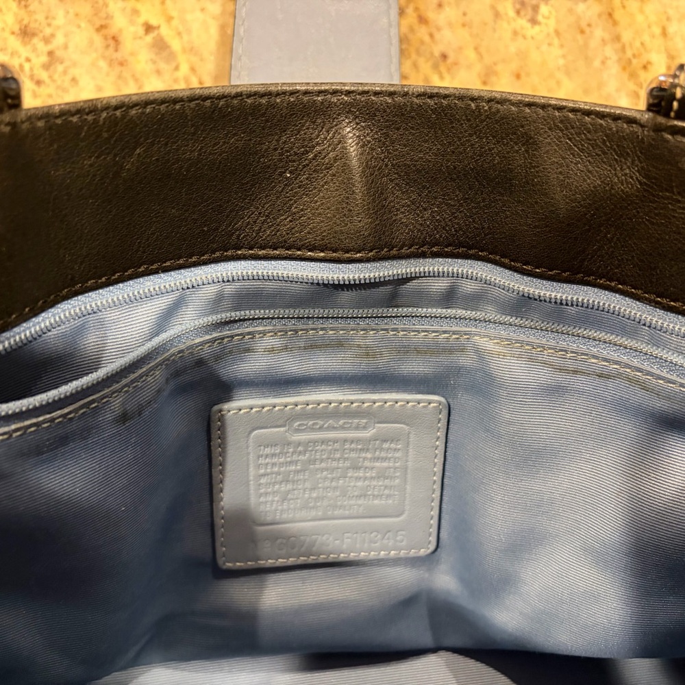 VTG Coach Hampton Soho Black Leather & Suede Satchel Y2K F11845 - Picture 11 of 13